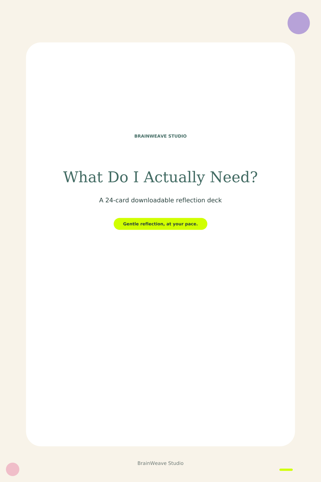 What Do I Actually Need? reflection deck cover